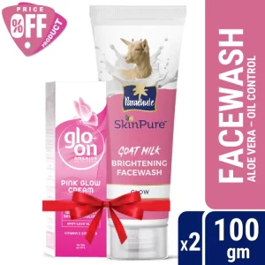 Parachute SkinPure Goat Milk Brightening Facewash (Glow) 100gm & GLO-ON Pink Glow Cream 50gm Combo